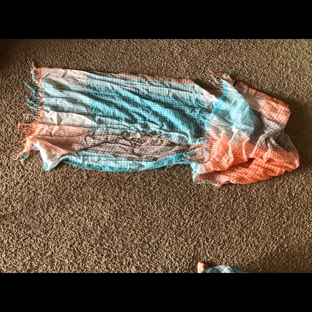 Talbots Brand Blue, Orange, and White scarf